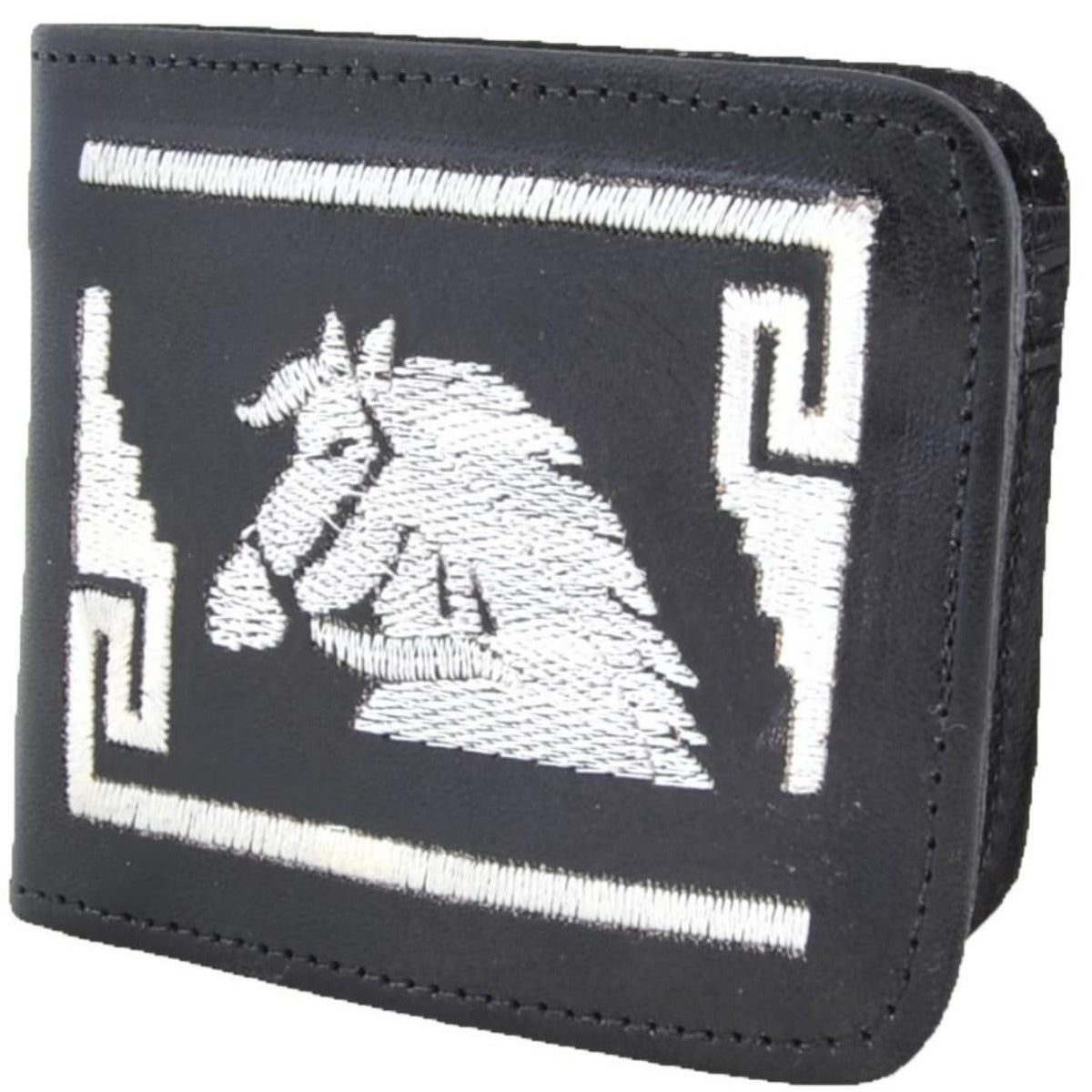 Men's Embroidered Leather Wallet IMP-41657 Black –