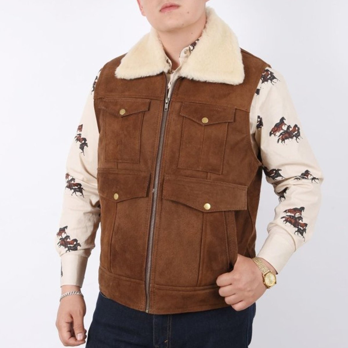 Comprar Chaleco vaquero de nueva moda para hombre, chaqueta