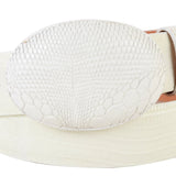Genuine Teju Lizard Leather Western Belt White Color - Los Altos Boots - Front View
