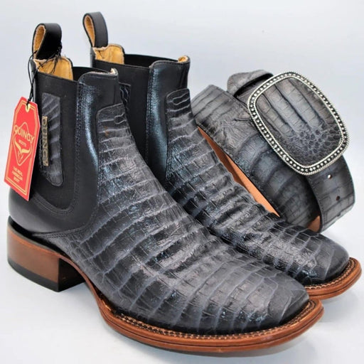 Cinto de Cocodrilo Grabado Nuca Color Gris QC-L8237 - Quincy Boots