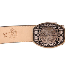 Cinto de Cuero Original Blanco con Rojo con Hebilla de Metal #2 - Rodeo Imports