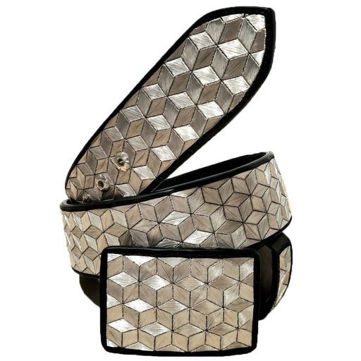 Cinto de Hilo de Plata Fino Original para Hombre Diseño con Cubos - White Diamonds Boots