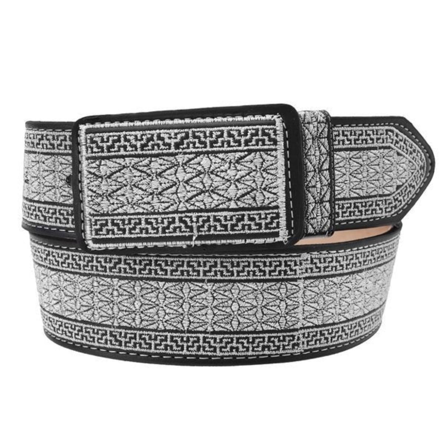 Cinto Vaquero Bordado Ancho de Greca Azteca Color Negro imp-13199 - Impormexico