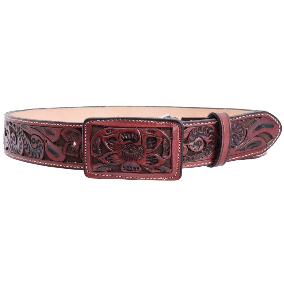 Cinto Vaquero de Cuero Cincelado Original Color Cognac WD-1532 - White Diamonds Boots