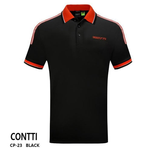 CONTTI Men's Cotton Contrast Striped Logo Polo Shirt - Contti
