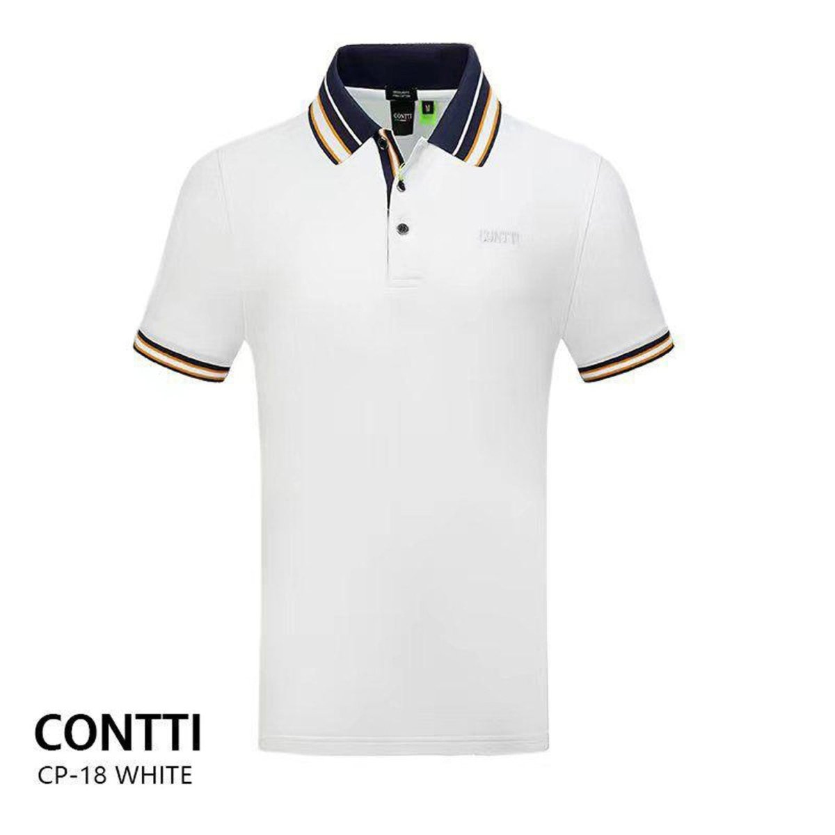 CONTTI Men's Cotton Contrast Striped Logo Polo Shirt - Contti