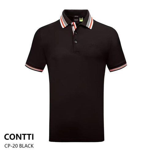 CONTTI Men's Cotton Striped Logo Polo Shirt - Contti