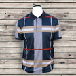 CONTTI Men's Plaid Collar Cotton Logo Polo Shirt - Contti