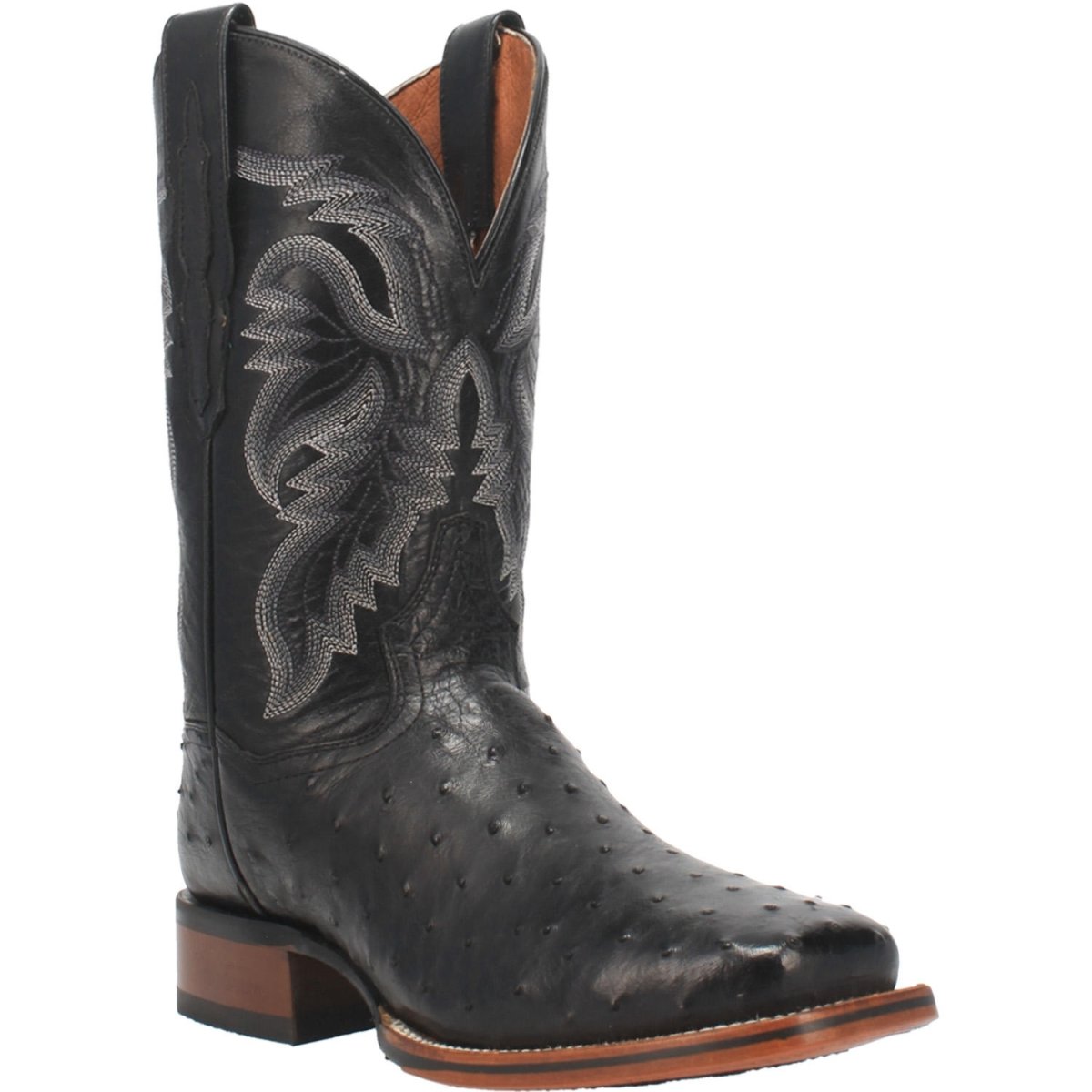 Dan Post Men's Alamosa Full Quill Ostrich Square Toe Boots - Black ...