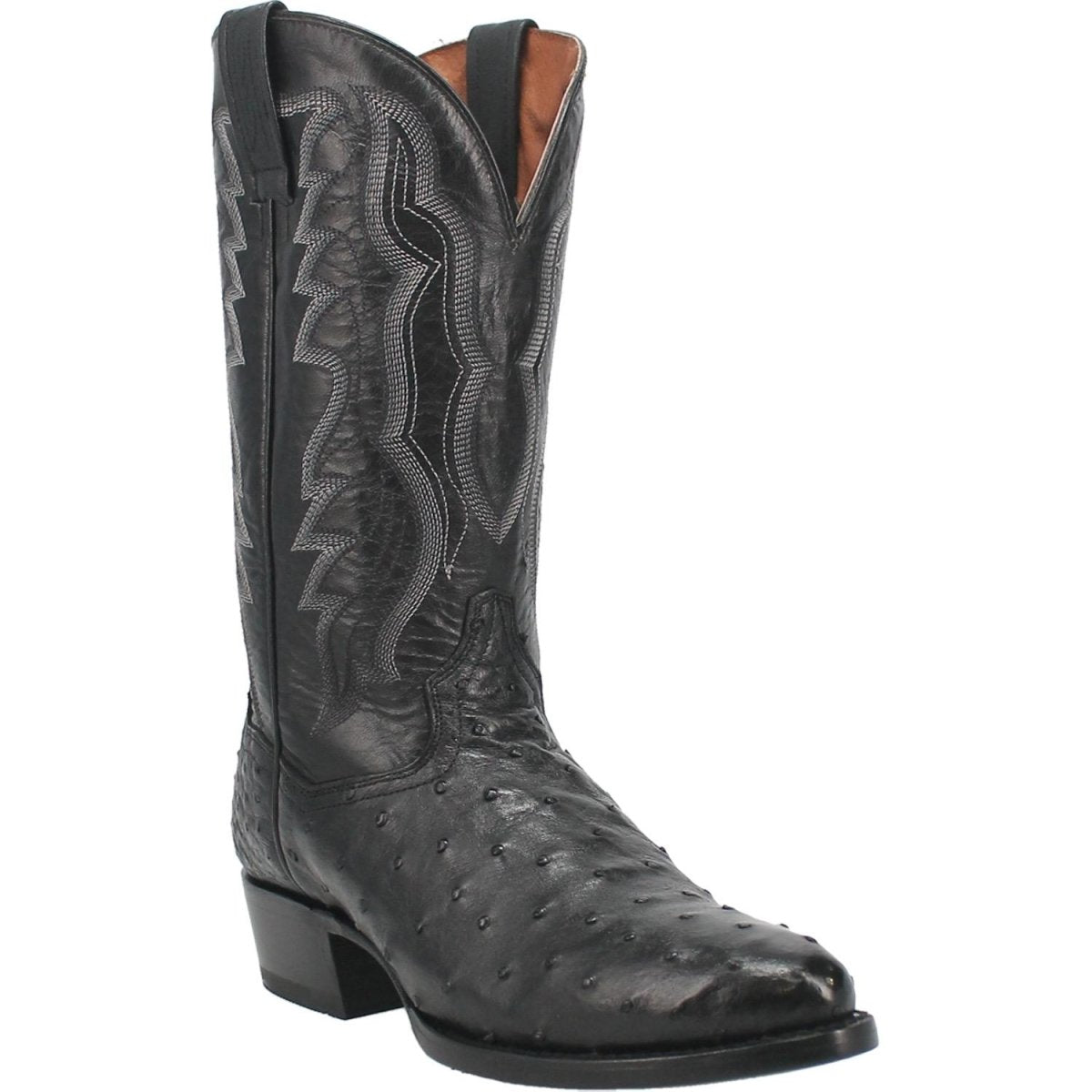 Dan Post Men's Tempe Full Quill Ostrich Round Toe Boots - Black - Dan Post Boots