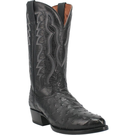 Dan Post Men's Tempe Full Quill Ostrich Round Toe Boots - Black - Dan Post Boots