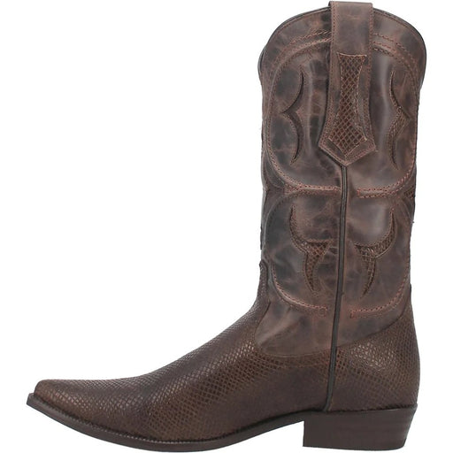 Dingo Men's Dodge City Lizard Print Leather Snip Toe Boots - Brown - Dan Post Boots