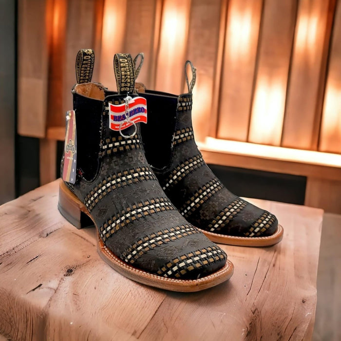 El Besserro Men's Petatillo Leather Square Toe Ankle Boots Dark Brown - Hooch Boots