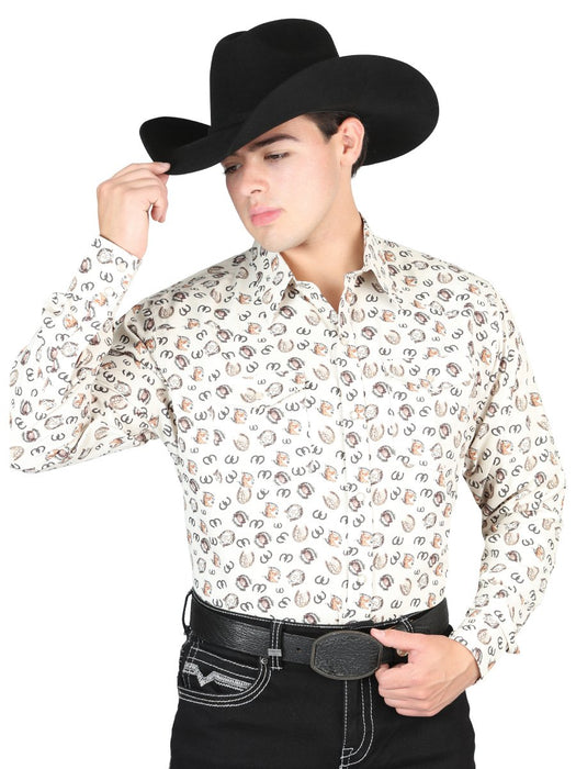 El General Men's Long Sleeve Dress Shirt - Beige — CaballoBronco.com