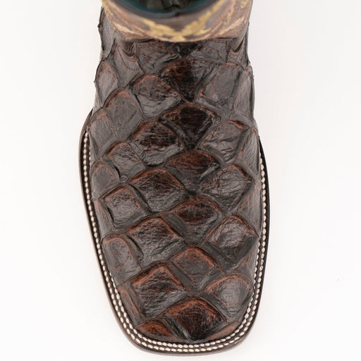Ferrini Bronco Men's Print Pirarucu Fish Boots Handcrafted Chocolate - Ferrini Boots