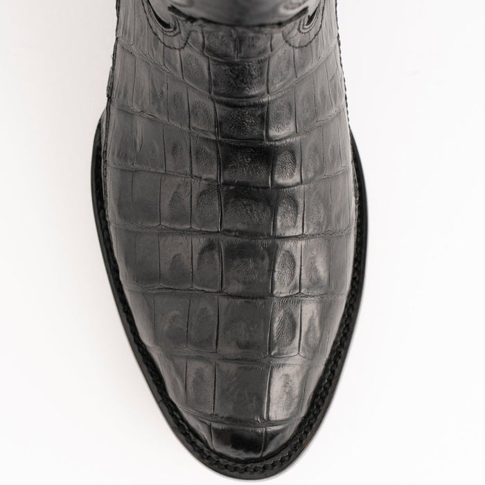 Ferrini Men's Dakota Belly Caiman Western Boots - Round Toe Handcrafted Black - Ferrini Boots