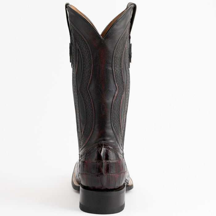 Ferrini Men's Dakota Hornback Caiman Boots - Square Toe Handcrafted Black Cherry - Ferrini Boots