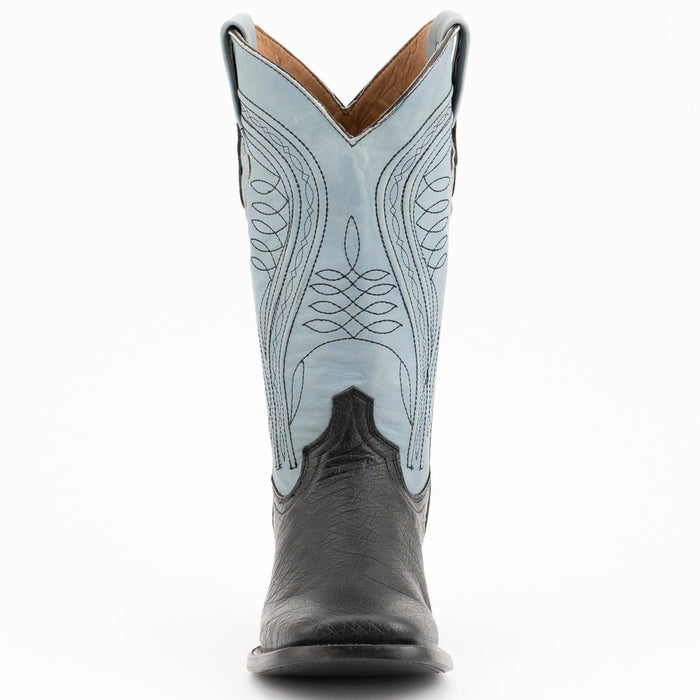 Ferrini Men's Morgan Smooth Ostrich Square Toe Boots Handcrafted - Black - Ferrini Boots