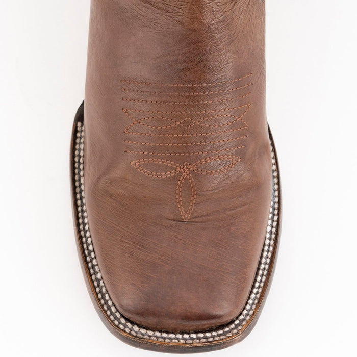 Ferrini Men's Morgan Smooth Ostrich Square Toe Boots Handcrafted - Kango Brown - Ferrini Boots