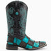 Ferrini Men's Patchwork Square Toe Boots Handcrafted - Black/Teal - Ferrini Boots