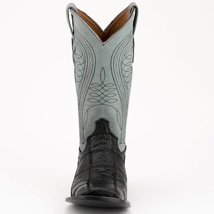 Ferrini Men's Pinto Patch Ostrich Square Toe Boots Handcrafted - Black 1069304 - Ferrini Boots