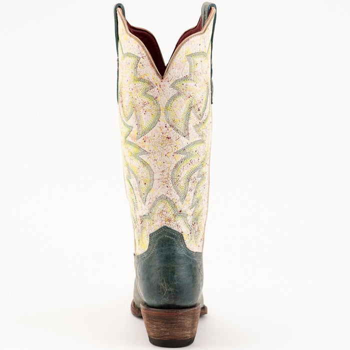 Ferrini Women's Candy Snip Toe Boots Handcrafted - Teal/Cream - Ferrini Boots