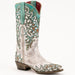 Ferrini Women's Ivy Snip Toe Boots Handcrafted - White/Turquoise - Ferrini Boots
