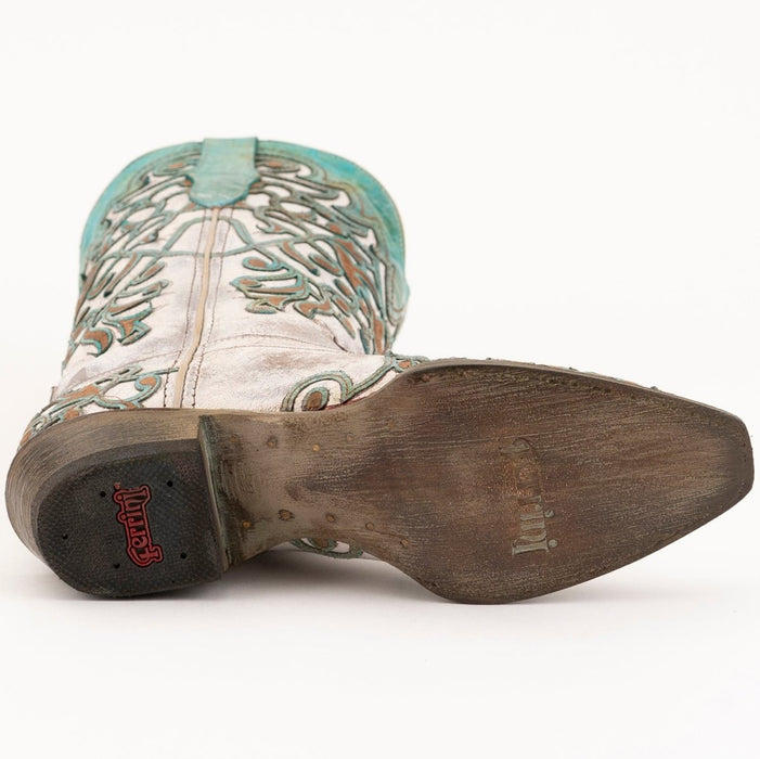 Ferrini Women's Ivy Snip Toe Boots Handcrafted - White/Turquoise - Ferrini Boots