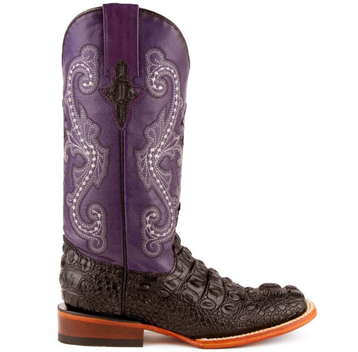 Ferrini Women's Rancher Square Toe Boots Crocodile Print - Black/Purple - Ferrini Boots