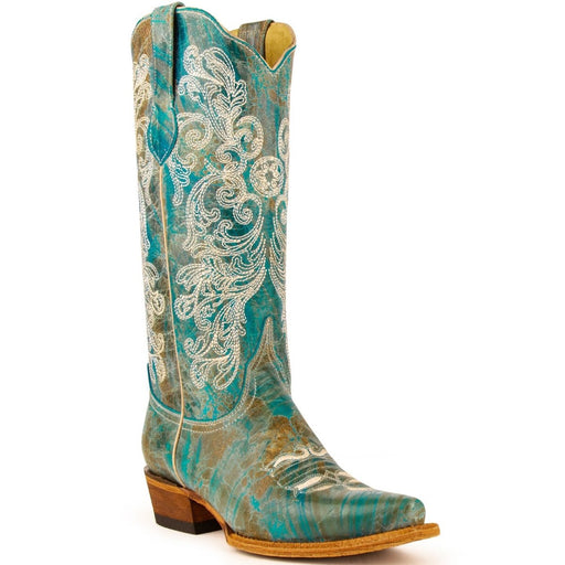 Ferrini Women's Southern Charm Snip Toe Boots Handcrafted - Turquoise - Ferrini Boots