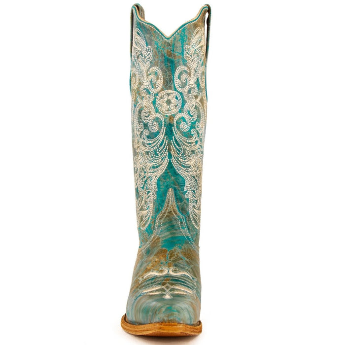 Ferrini Women's Southern Charm Snip Toe Boots Handcrafted - Turquoise - Ferrini Boots