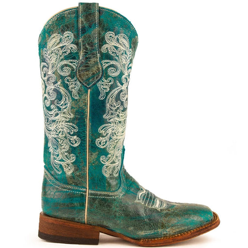 Ferrini Women's Southern Charm Square Toe Boots Handcrafted - Turquoise - Ferrini Boots