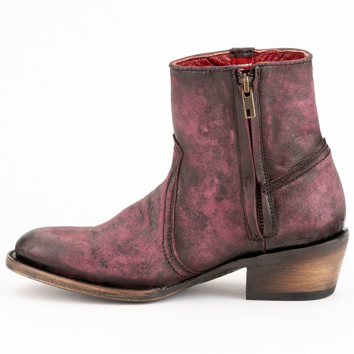 Ferrini Women's Stacey Round Toe Ankle Boots Handcrafted - Purple - Ferrini Boots