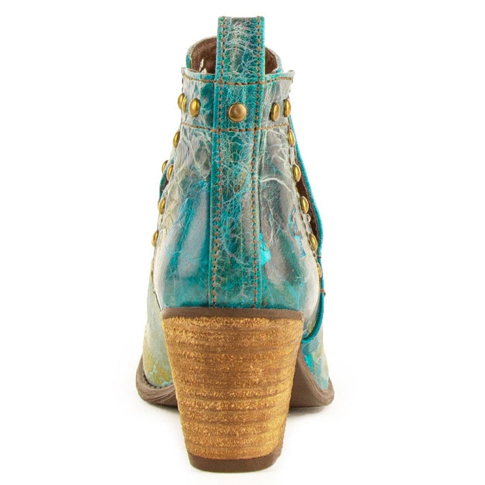 Ferrini Women's Stella Round Toe Ankle Boots Handcrafted - Turquoise - Ferrini Boots