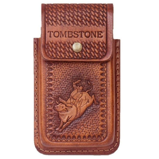Funda para Smartphone Tombstone de Cuero Original Cognac con Toro - Tombstone