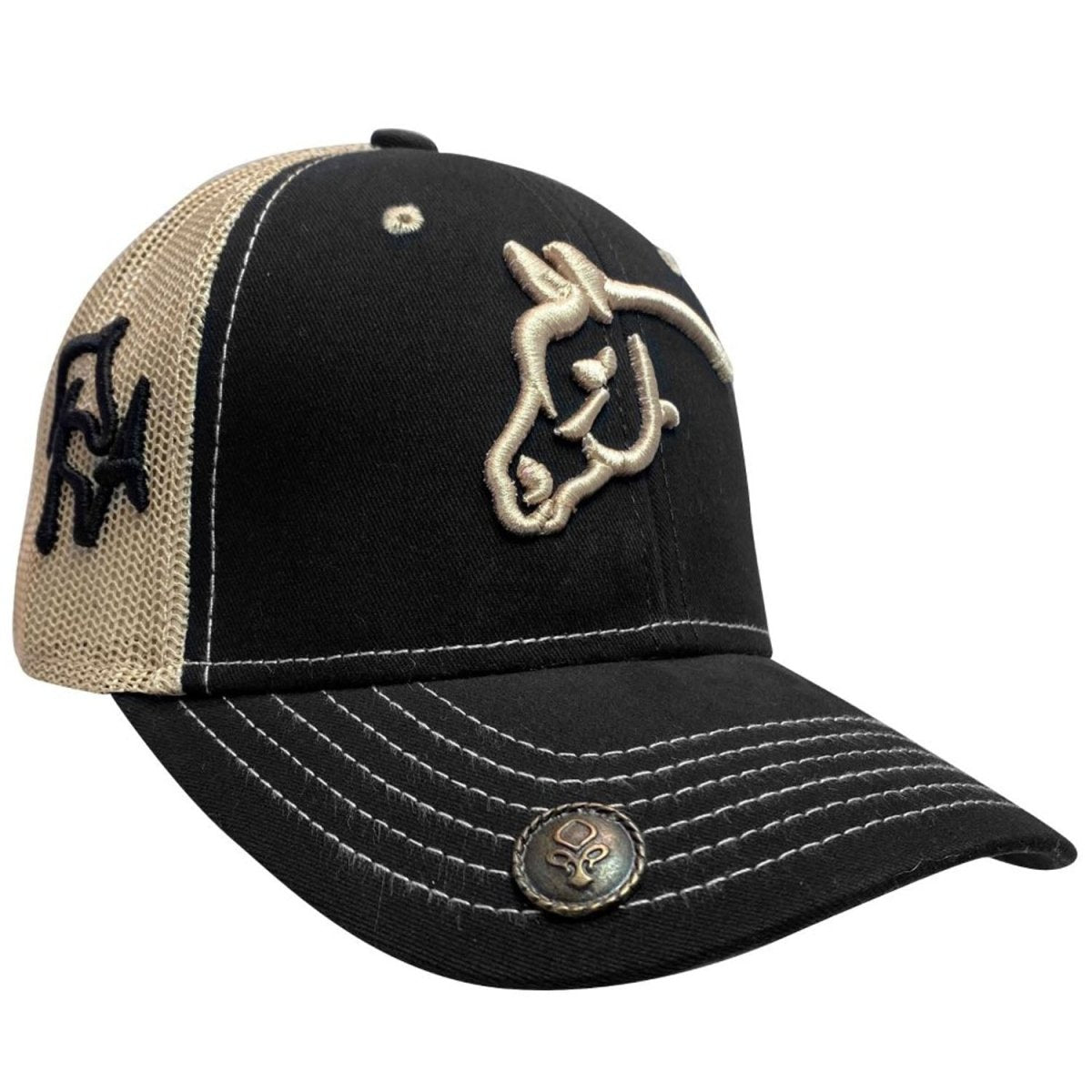 Gorra Charra con Bordado de Caballo Color Negro y Beige WD-1755 - ImporMexico