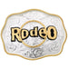 Hebilla Vaquera de Alpaca para Cinto con Leyenda de Rodeo WD-1295 - White Diamonds