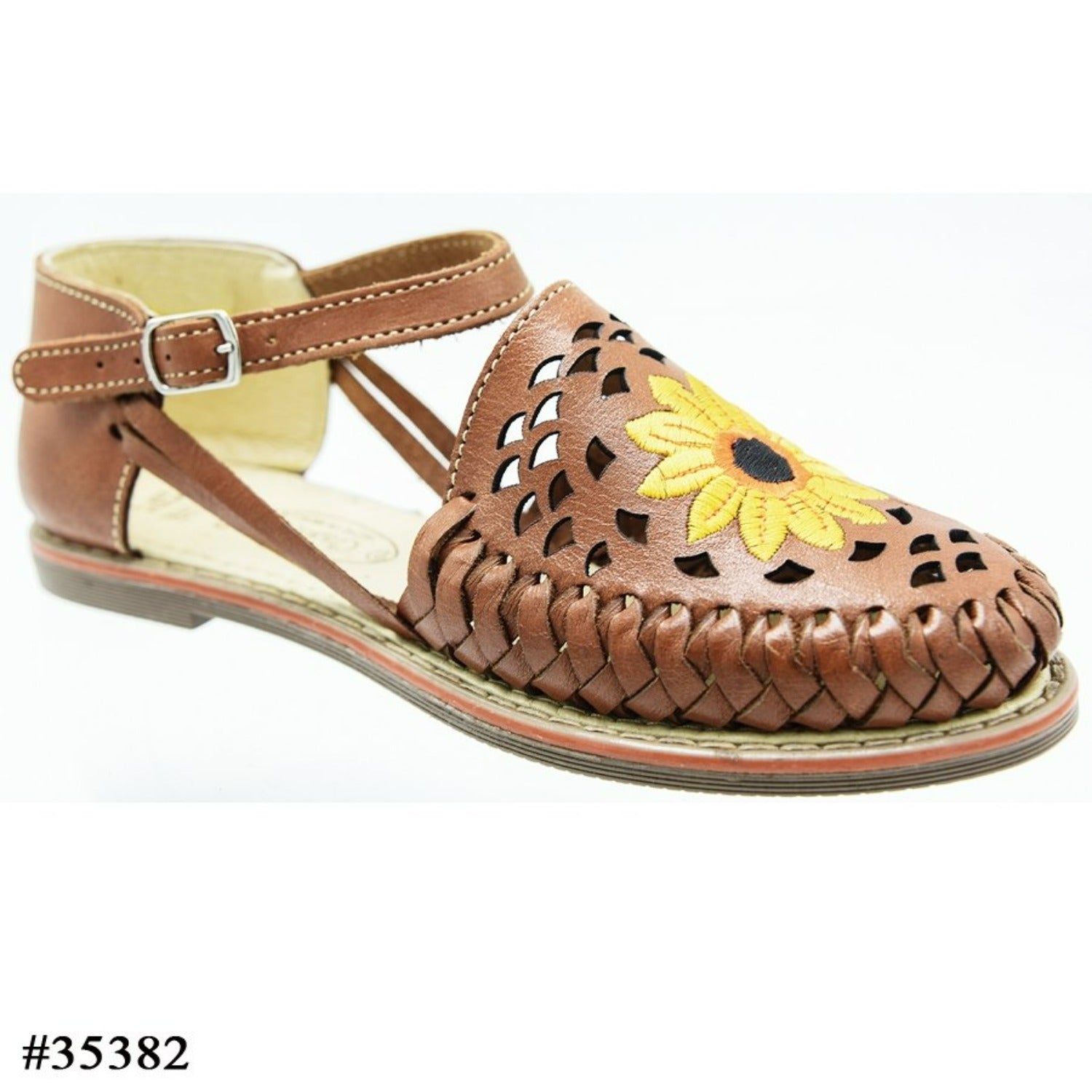 Handmade Brown Leather Huarache for Women – - Main Image