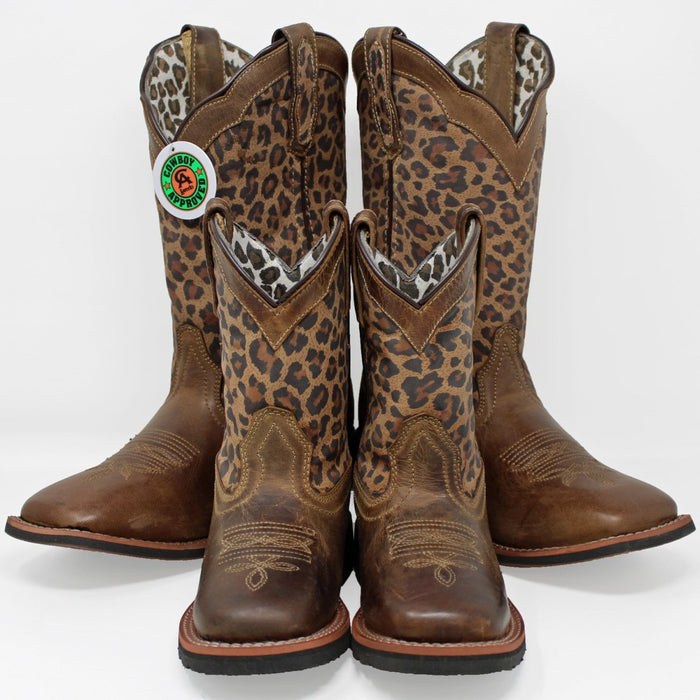 Laredo by Dan Post Women's Leather Leopard Print Square Toe Boots - Astras - Dan Post Boots