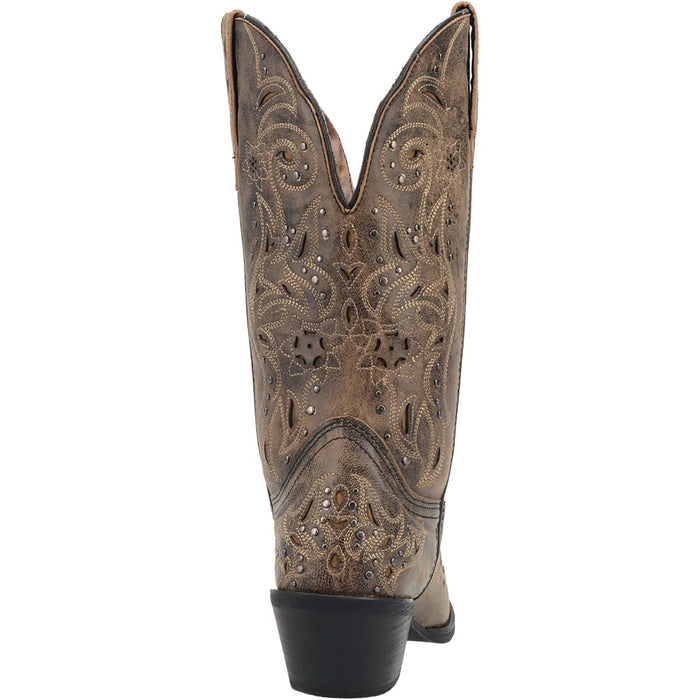 Laredo Women's Vanessa Wide Calf Leather Snip Toe Boots - Brown - Dan Post Boots