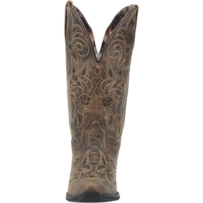 Laredo Women's Vanessa Wide Calf Leather Snip Toe Boots - Brown - Dan Post Boots