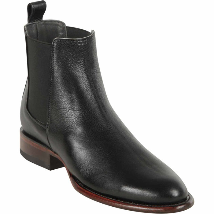 Los Altos Men's Round Toe Leather Short Boots Belmont - Black 69B2105 - Los Altos Boots