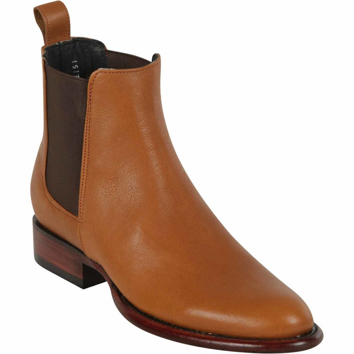 Los Altos Men's Round Toe Leather Short Boots - Honey 50B2151 - Los Altos Boots