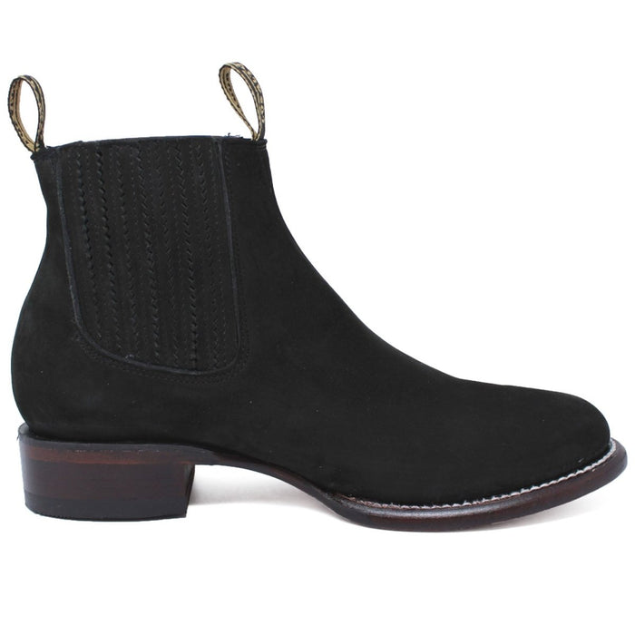 Los Altos Men's Round Toe Suede Leather Short Boots - Black 50B6305 - Los Altos Boots