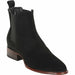 Los Altos Men's Round Toe Suede Leather Short Boots - Black 69B6605 - Los Altos Boots