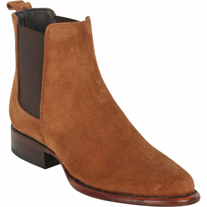 Los Altos Men's Round Toe Suede Leather Short Boots - Cognac 69B6603 - Los Altos Boots