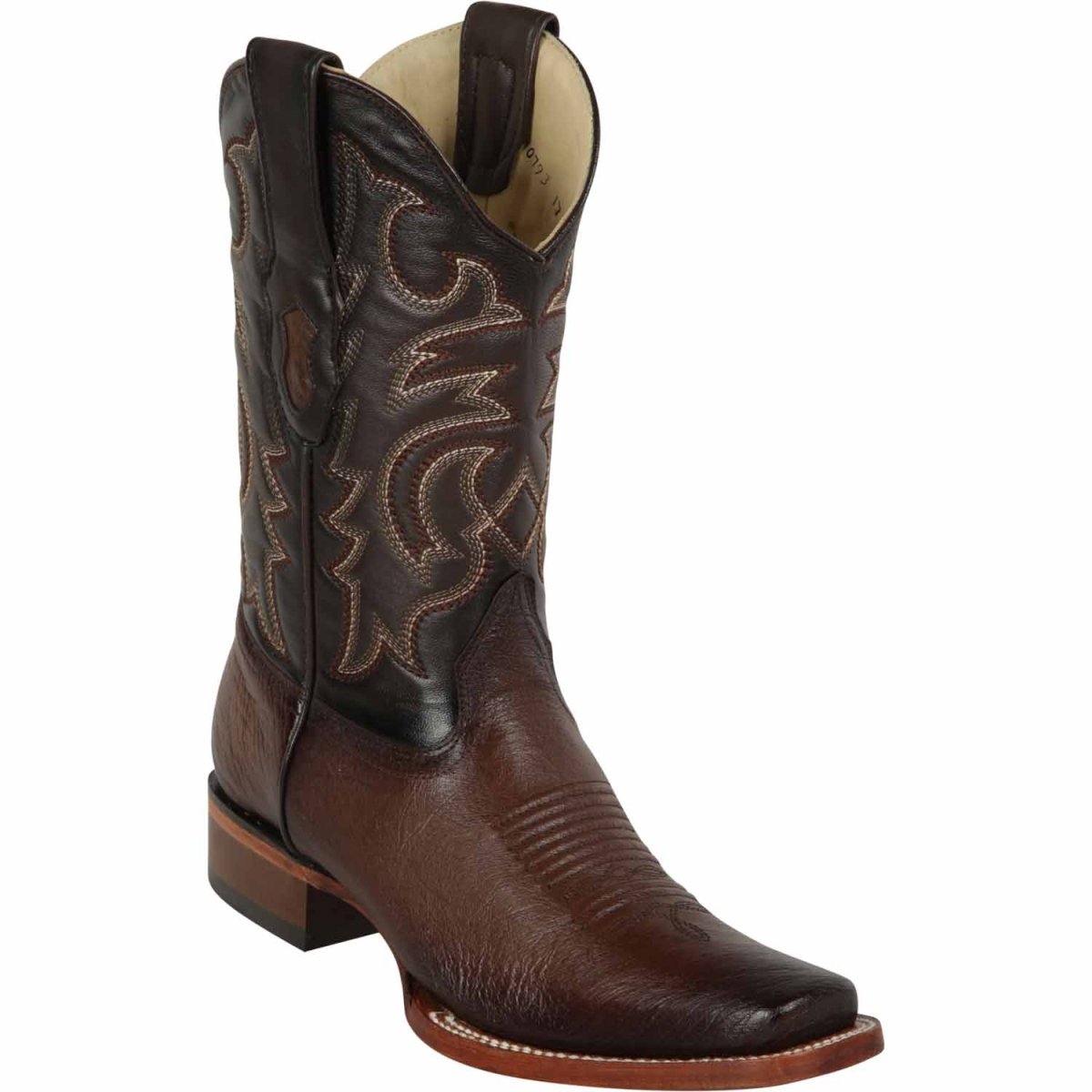 Western Genuine Full Quill Ostrich Square Wide Toe Rodeo Boots Faded Brown Color – Los Altos Boots – Side View