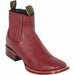 Los Altos Men's Wide Square Toe Deer Leather Short Boots - Burgundy 82B8306 - Los Altos Boots