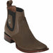 Los Altos Men's Wide Square Toe Suede Leather Short Boots - Dark Brown 82BV6359 - Los Altos Boots