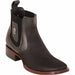 Los Altos Men's Wide Square Toe Suede Leather Short Boots - Dark Brown 82BVI6359 - Los Altos Boots
